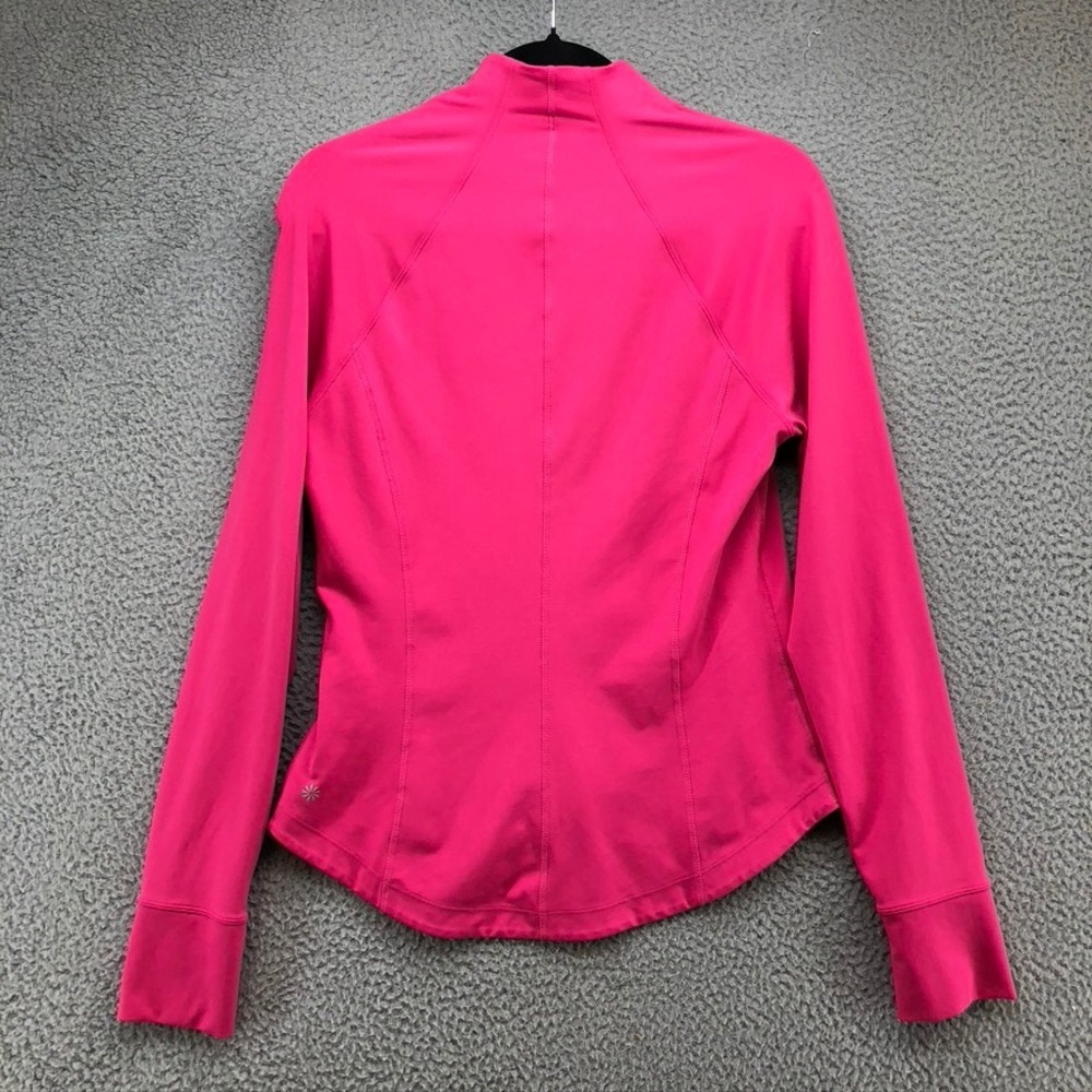 Athleta Triumph Full Zip Jacket Womens Medium M Pink Mock Neck Thumbholes 531109 - Picture 9 of 10